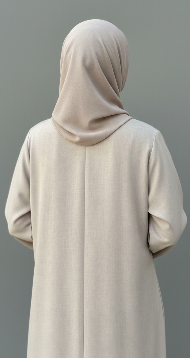 Sand Beige Linen Artisan Abaya Set