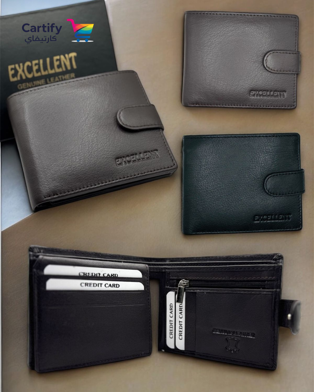 Excellent Genuine Leather Men’s Bifold Wallet With External Snap Button- GLD112