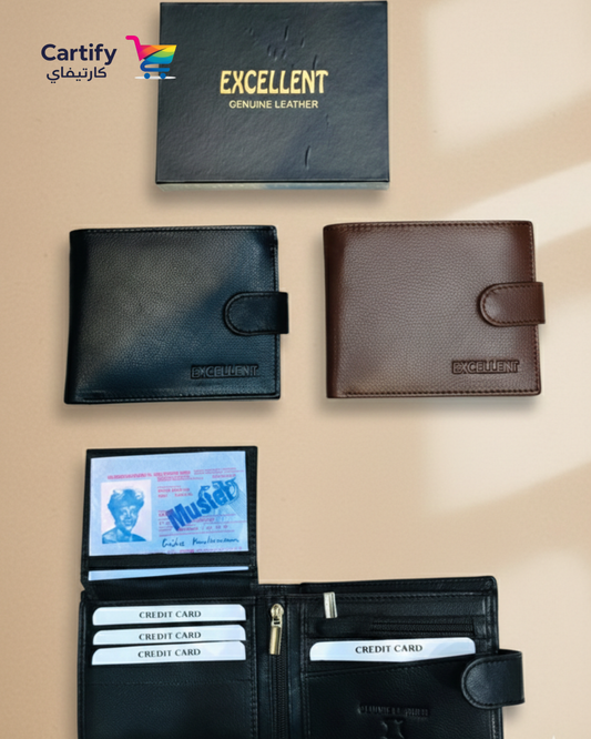 Excellent Genuine Leather Men’s Bifold Wallet With Center and Side Zippers- GLD108