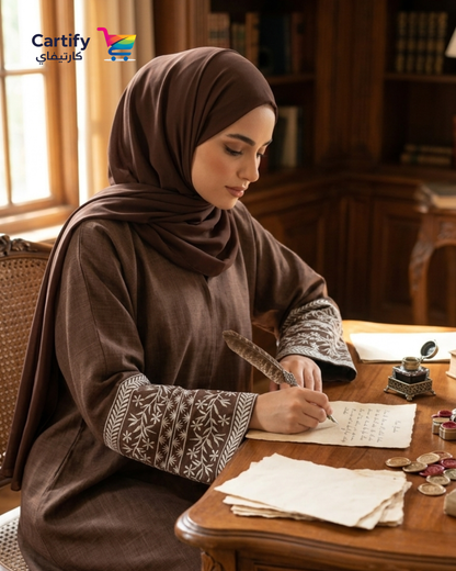 Mocha Linen Abaya Set