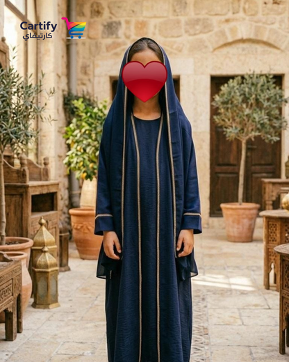 Kids' Premium Navy 2-Piece Abaya Set