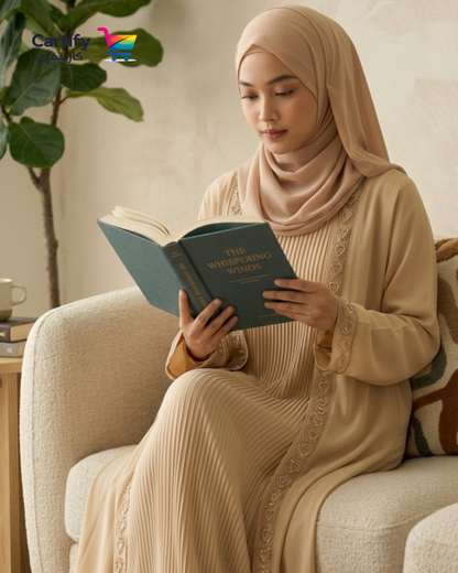 Aria Heart-Embroidered Abaya