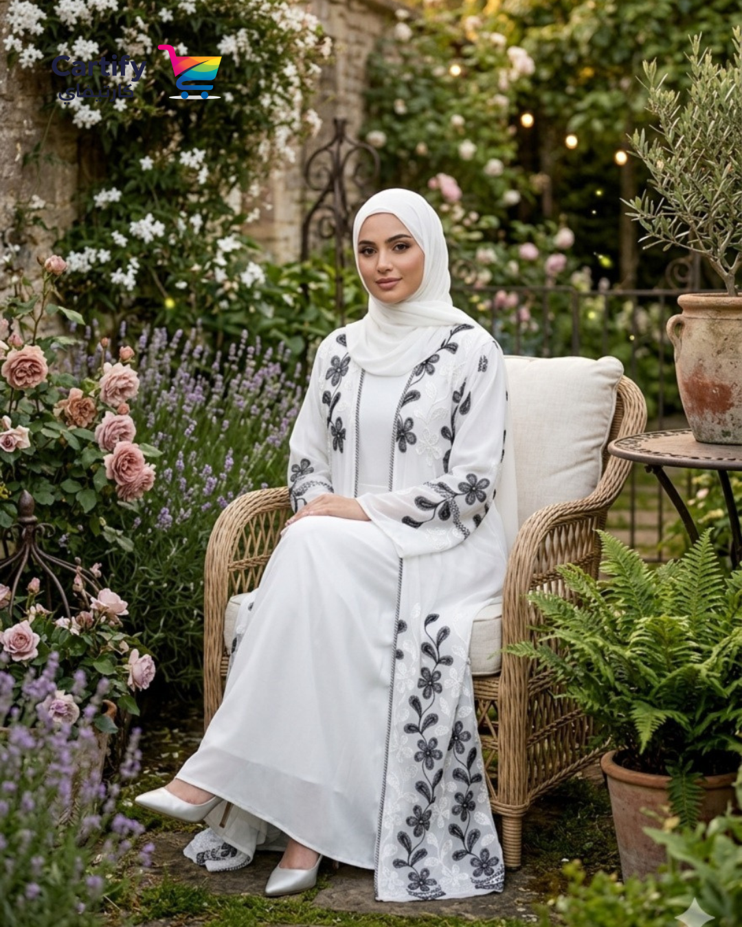 The Flora Noir Abaya Set