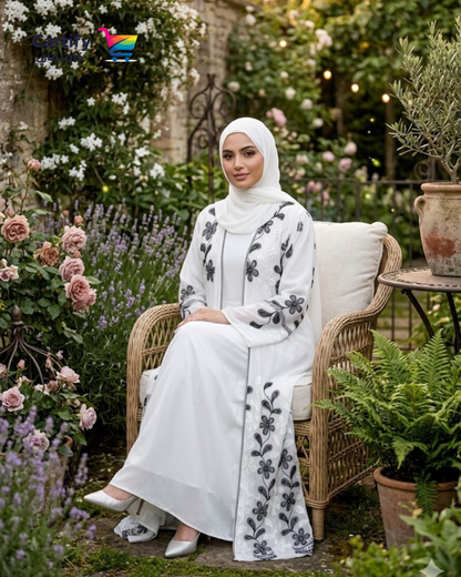 The Flora Noir Abaya Set