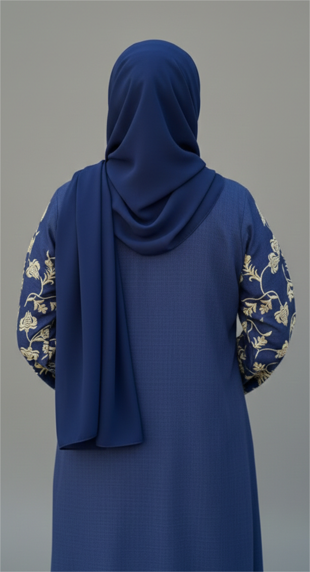 The Midnight Azure Linen Abaya