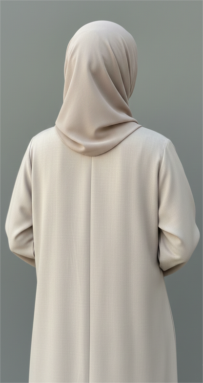 Sand Beige Linen Artisan Abaya Set