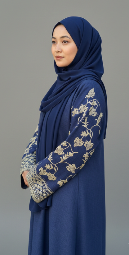 The Midnight Azure Linen Abaya