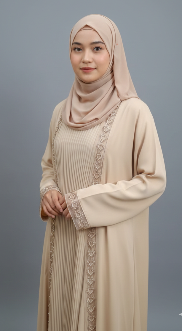 Aria Heart-Embroidered Abaya