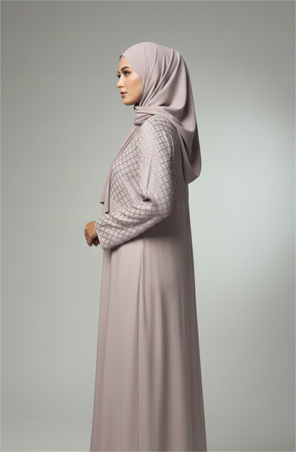 The Amara Shimmer Abaya—Neutral Dusty Rose