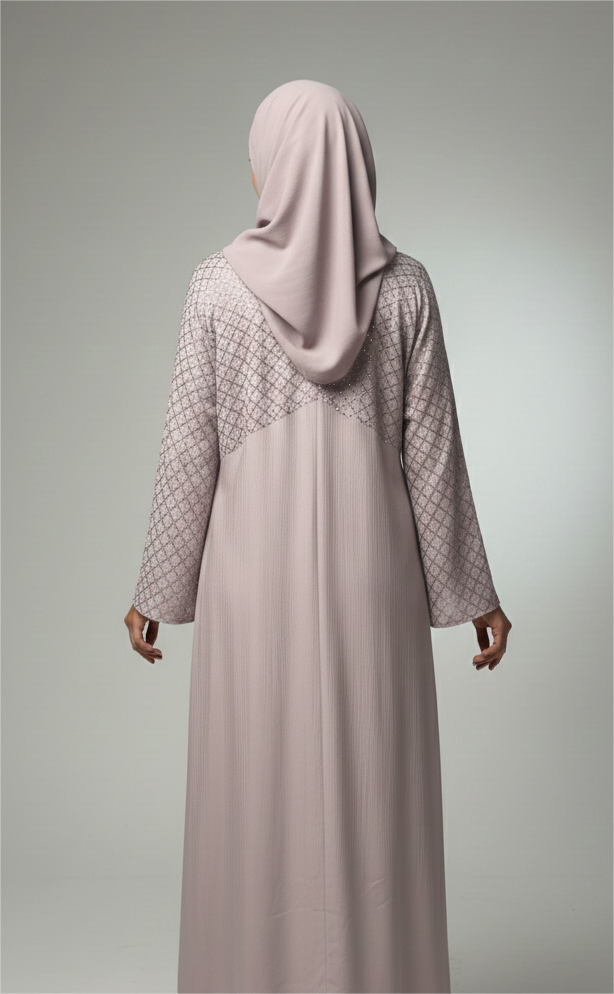 The Amara Shimmer Abaya—Neutral Dusty Rose