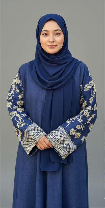 The Midnight Azure Linen Abaya