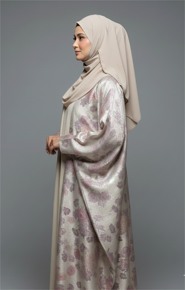 Multicolour Foil Print Abaya