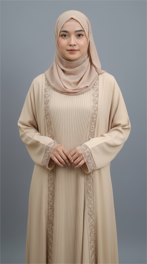 Aria Heart-Embroidered Abaya