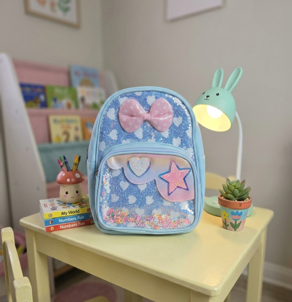 Pastel Dreams Sequin & Bow Mini Backpack - 12"