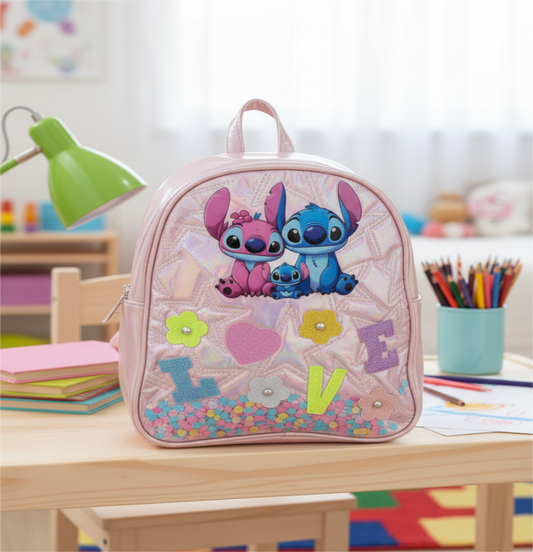 Stitch & Angel "LOVE" Iridescent Mini Backpack -12 "
