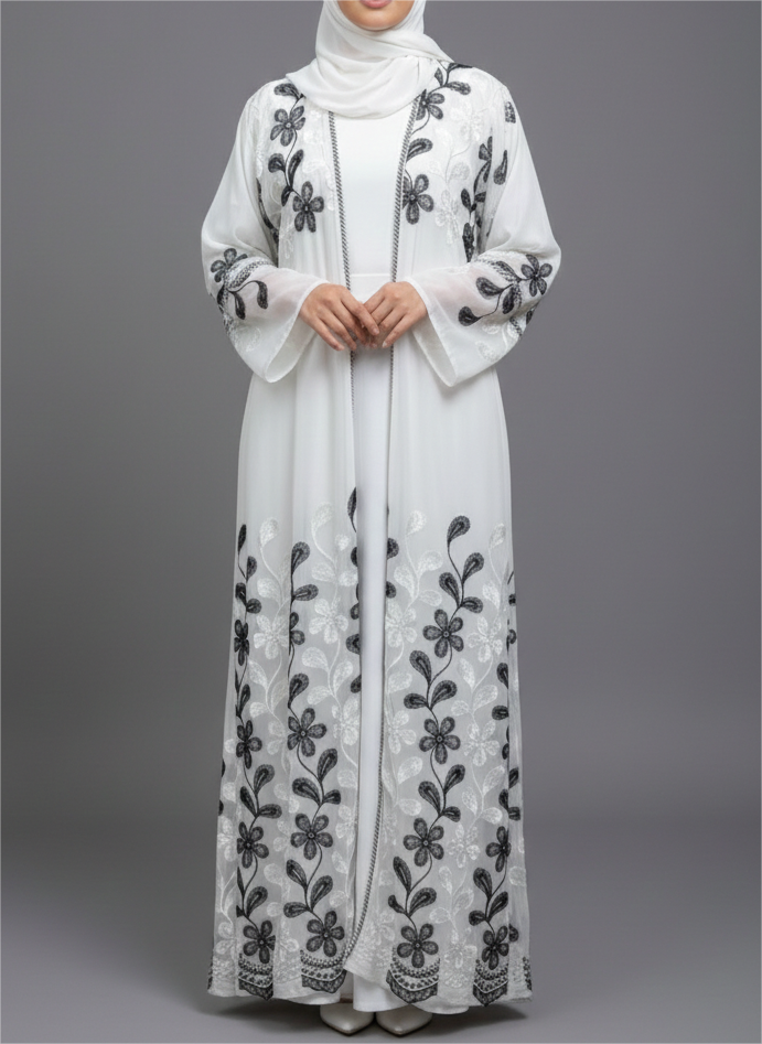 The Flora Noir Abaya Set
