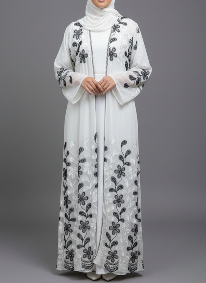 The Flora Noir Abaya Set