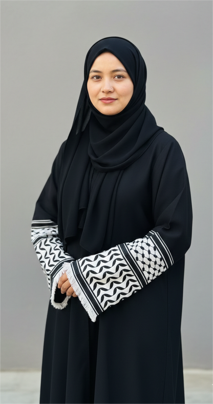 The Heritage Linen Abaya –  Black & Keffiyeh Edit