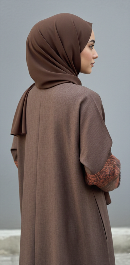 Heritage Brown Linen Abaya Set