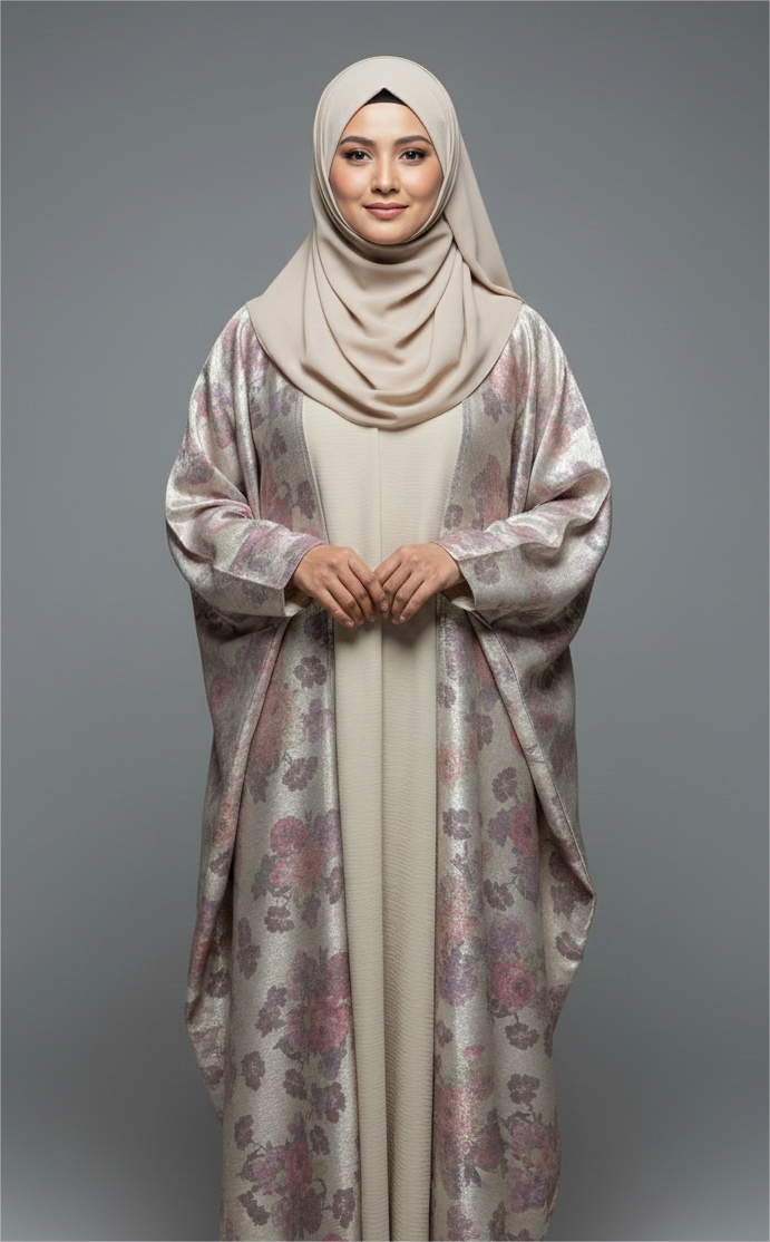 Multicolour Foil Print Abaya