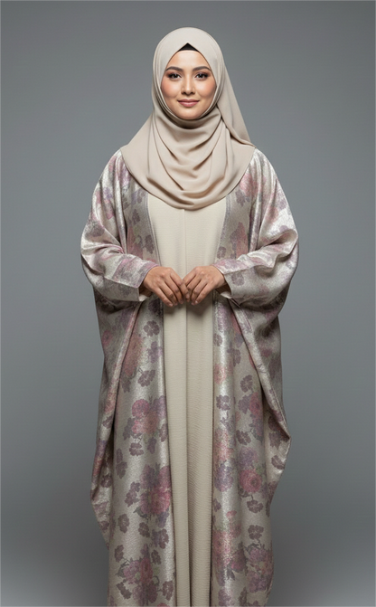 Multicolour Foil Print Abaya