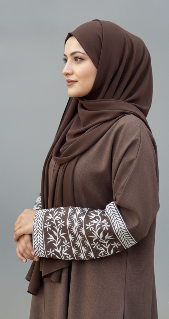 Mocha Linen Abaya Set