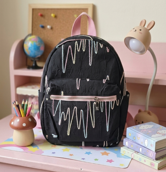 Chic Quilted "Wave" Mini Backpack - 12 "