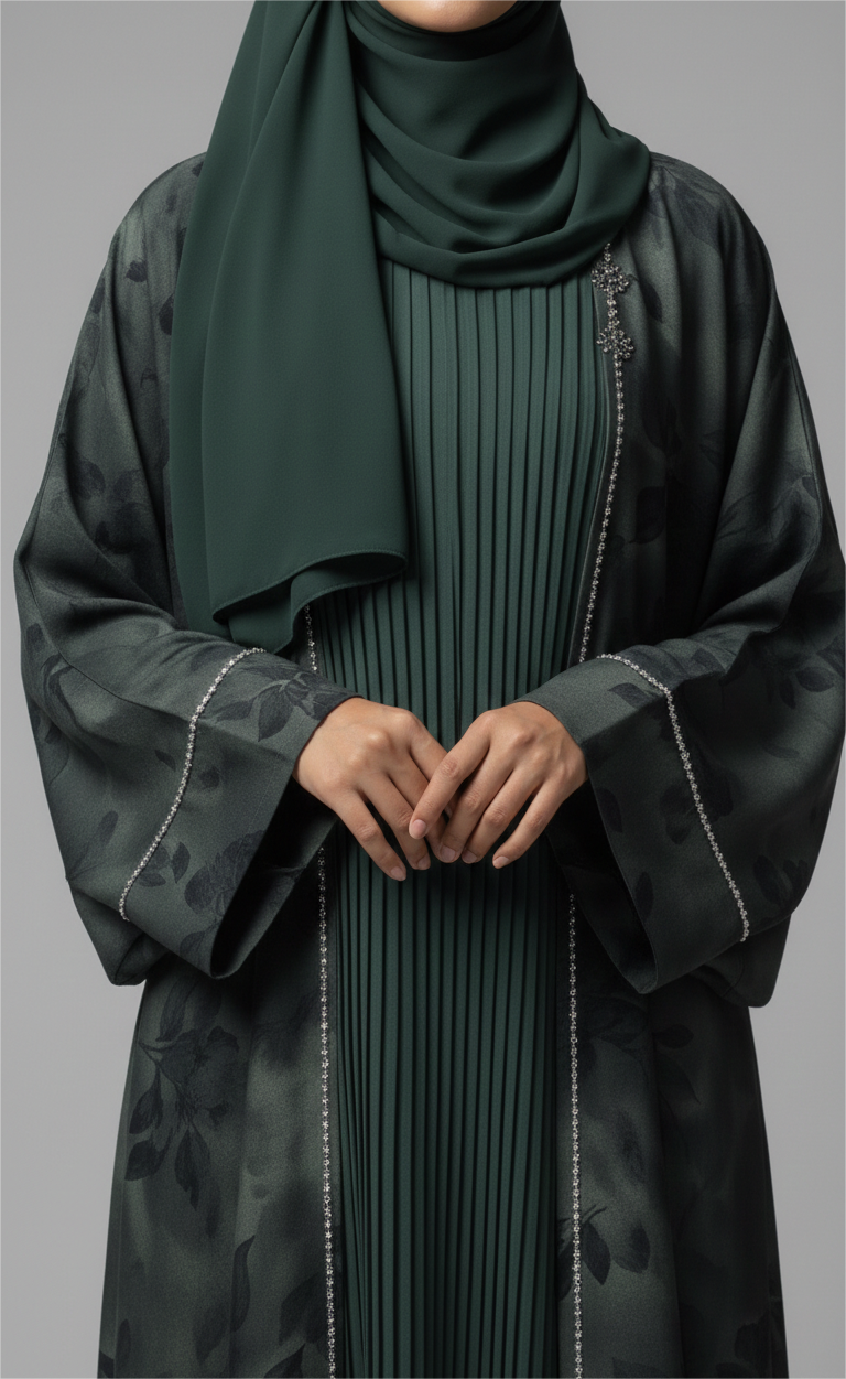 The Emerald Pleat Abaya Set