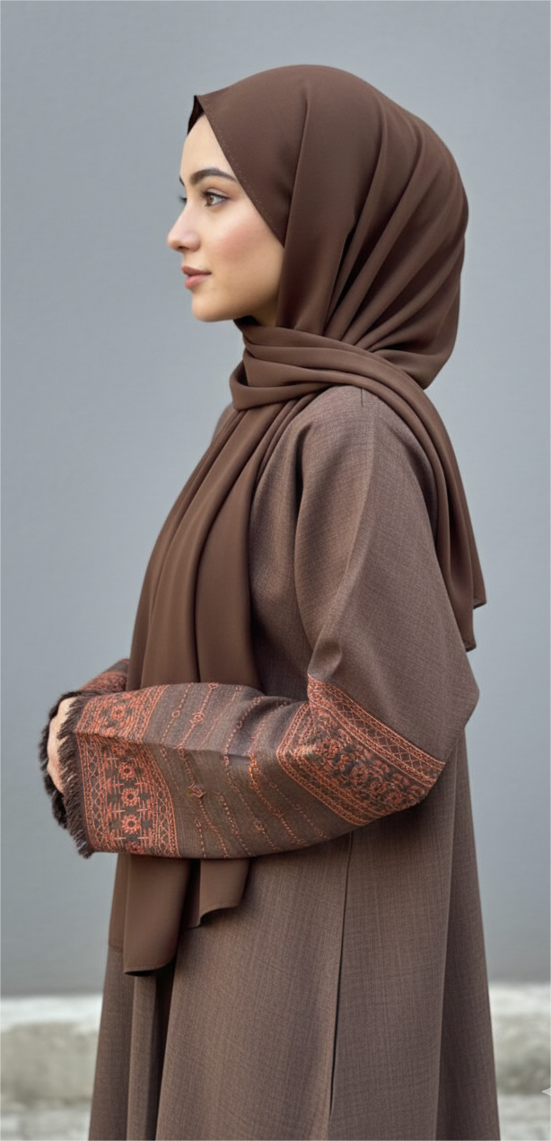 Heritage Brown Linen Abaya Set