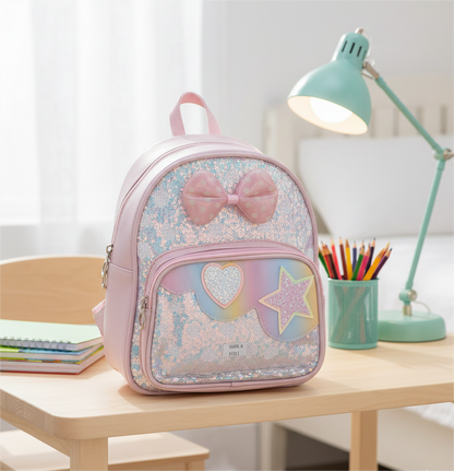 Pastel Dreams Sequin & Bow Mini Backpack - 12"