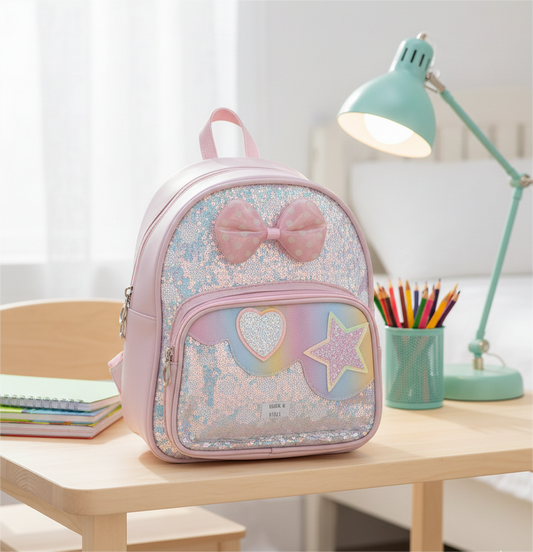 Pastel Dreams Sequin & Bow Mini Backpack - 12"