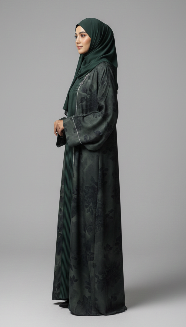 The Emerald Pleat Abaya Set