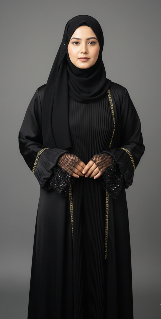 The Midnight Noor Pleated Abaya