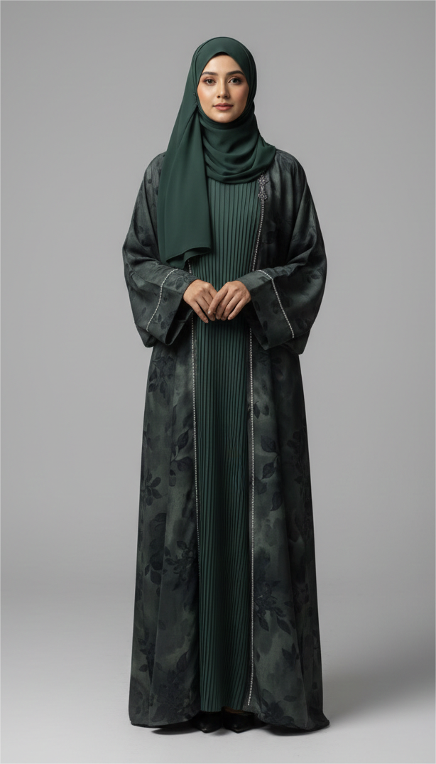 The Emerald Pleat Abaya Set