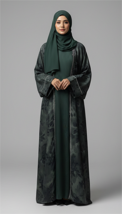 The Emerald Pleat Abaya Set