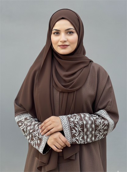 Mocha Linen Abaya Set