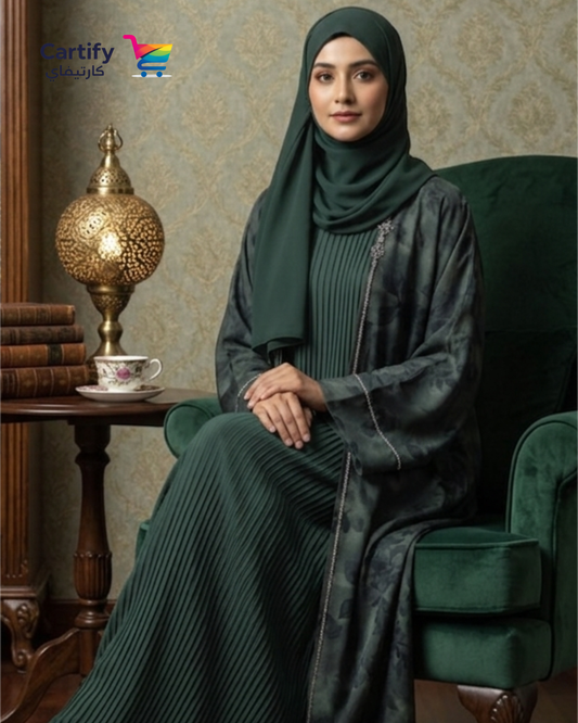 The Emerald Pleat Abaya Set
