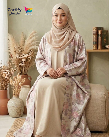 Multicolour Foil Print Abaya
