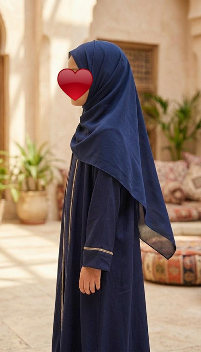 Kids' Premium Navy 2-Piece Abaya Set