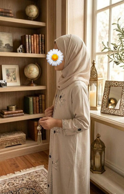 Kids' Elegant Embroidered Abaya Set