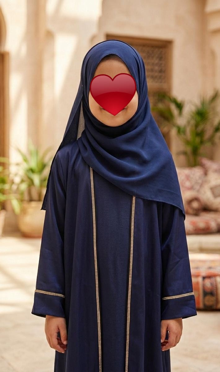 Kids' Premium Navy 2-Piece Abaya Set