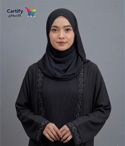 Aria Heart-Embroidered Abaya- Black Edit