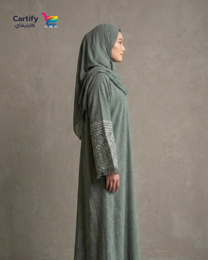 Heritage Teal Linen Abaya
